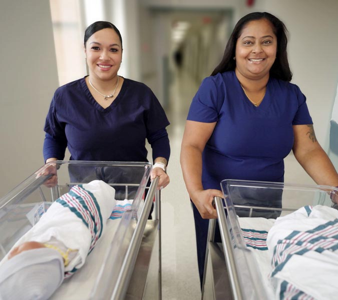 Talking nurses, wheeling newborns